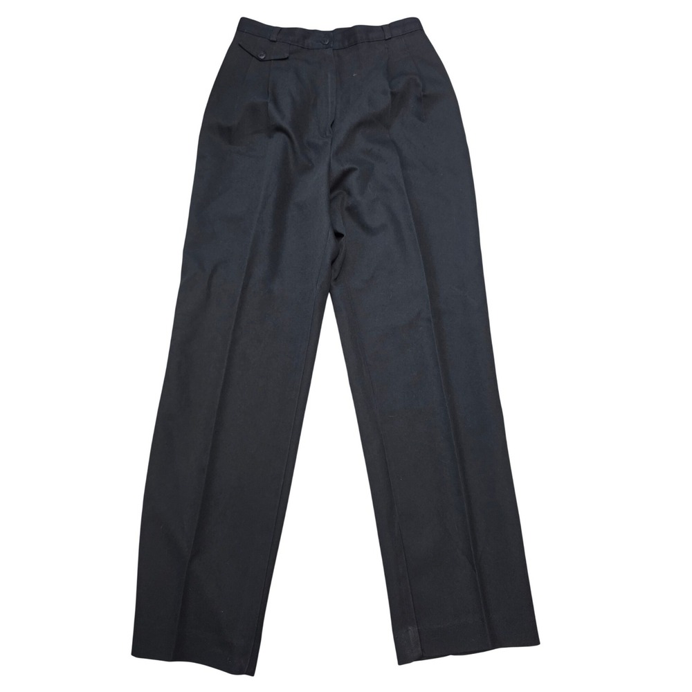 VTG Liz Baker Womens Black High Waisted Pleated Straight Leg Dress Pants 10